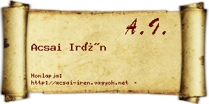 Acsai Irén névjegykártya